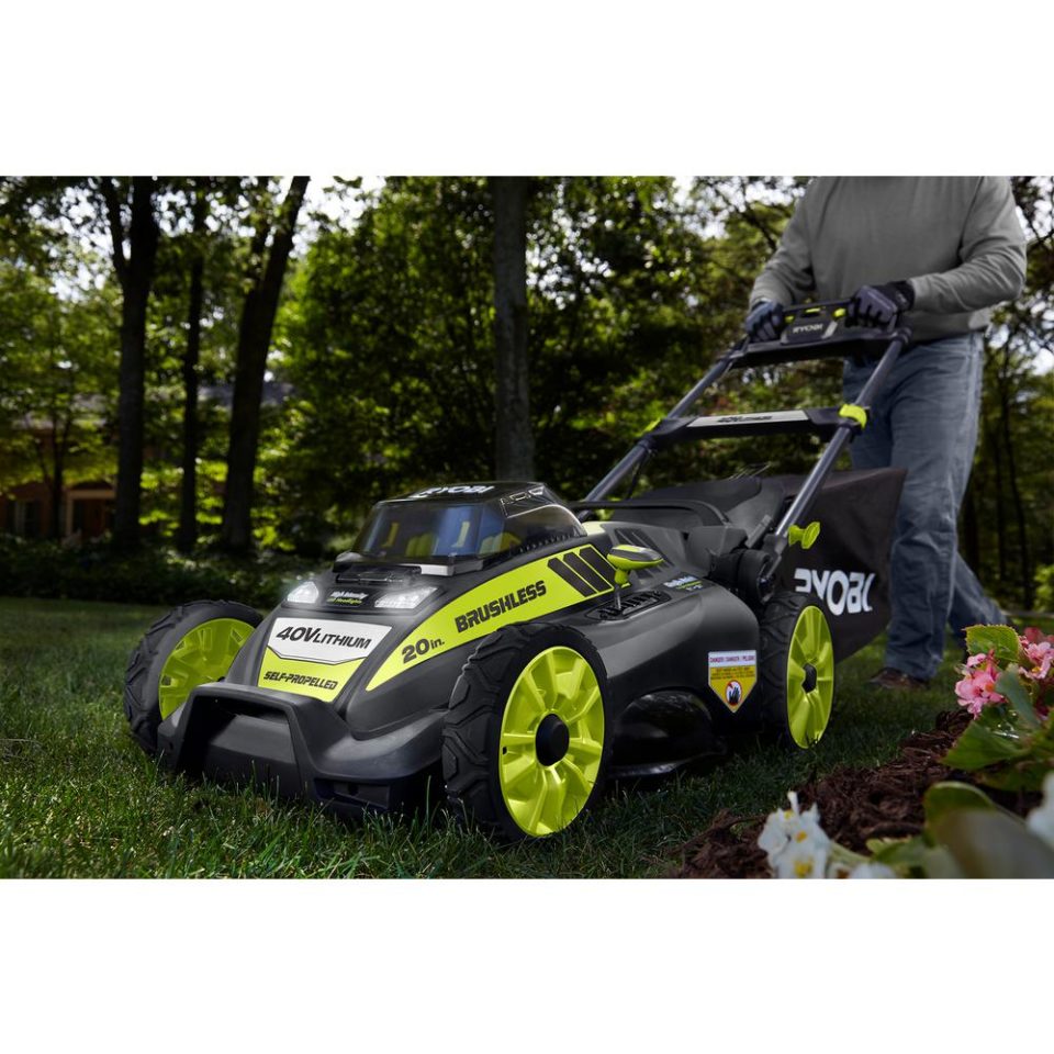 RYOBI RY V Self Propelled Cordless Lawn Mower GarageSpot