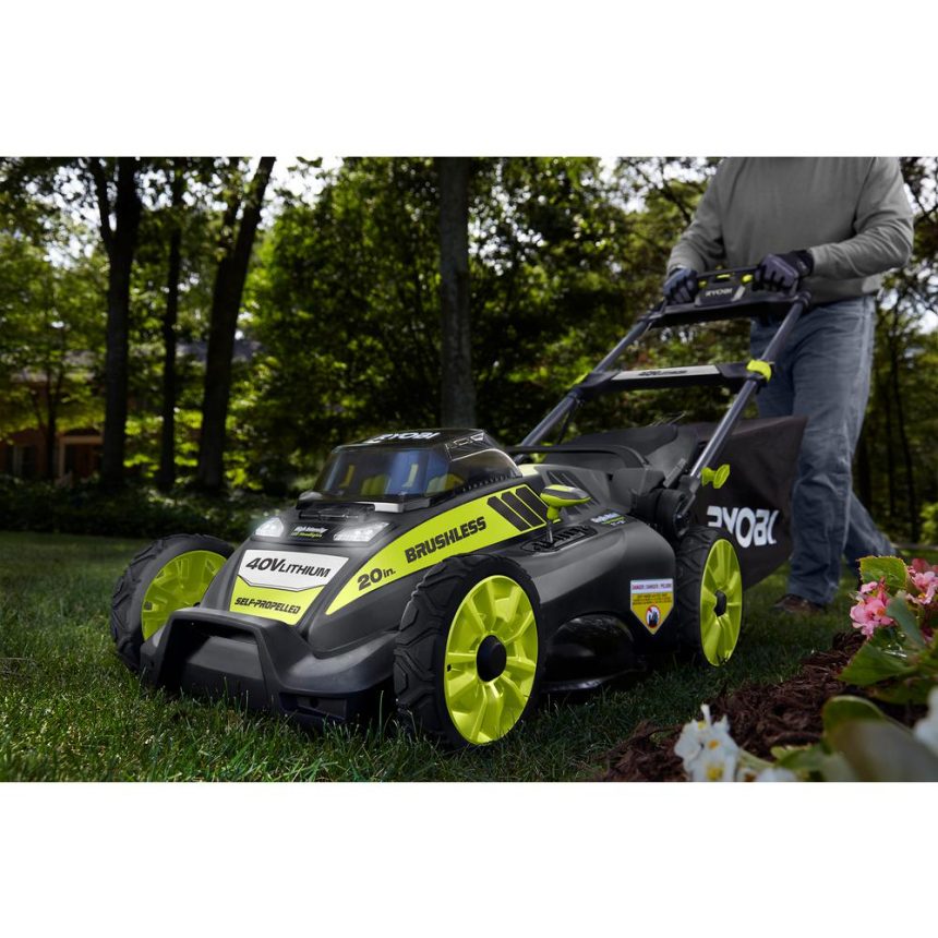 RYOBI RY40170 40V 20" SelfPropelled Cordless Lawn Mower GarageSpot